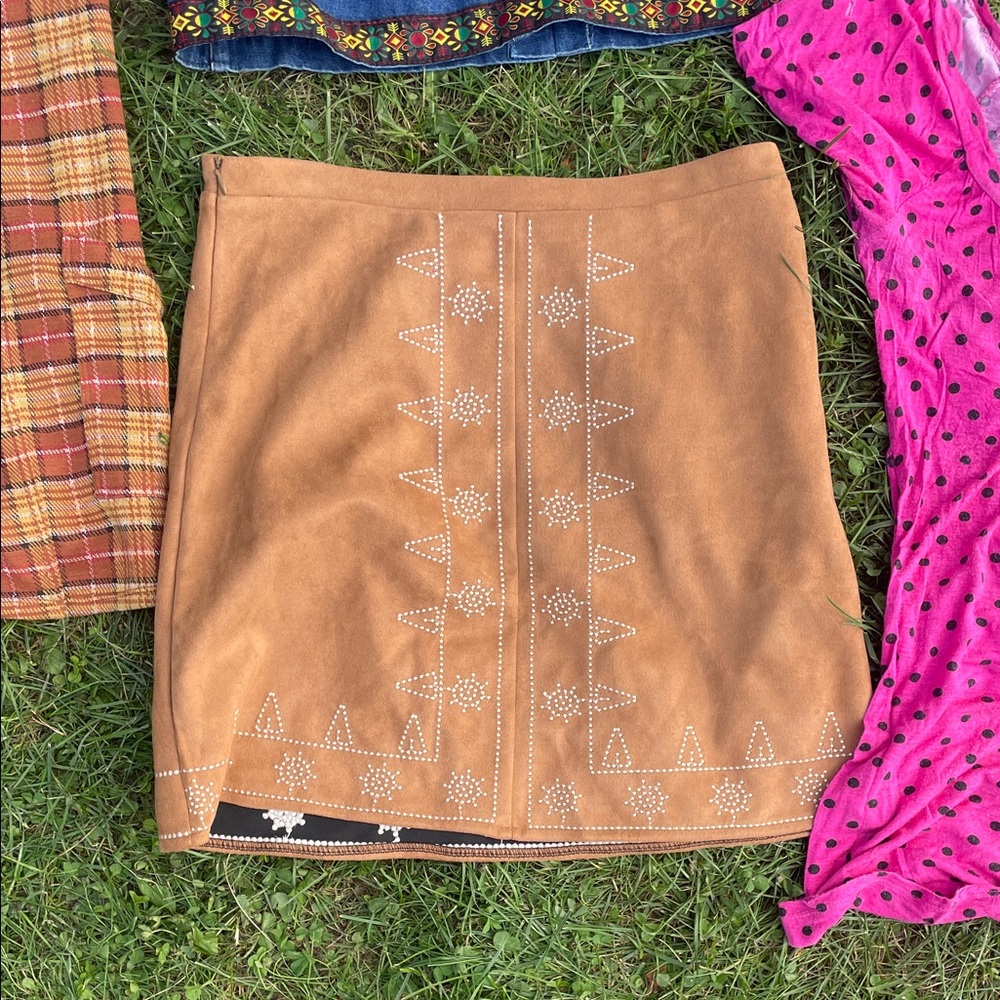 Embroidered Tan Skirt